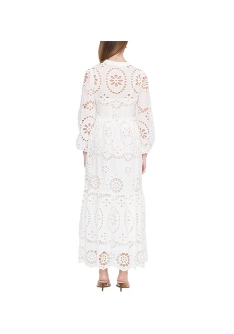 Abito Mc2 Saint Barth donna SYLVIA05727H bianco lungo scollo a v pizzo sangallo maniche lunghe MC2 SAINT BARTH | Abiti | SYLVIA05727H01